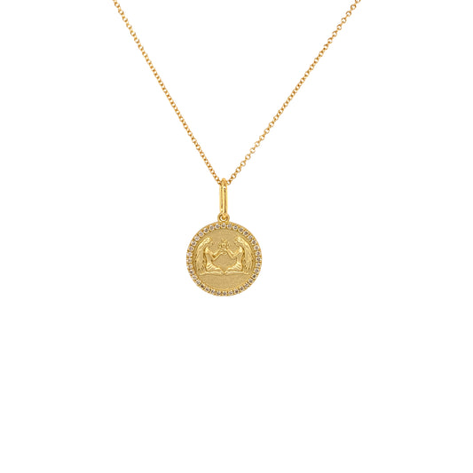 Gemini Zodiac Pendant | 18K Gold Diamond Necklace | Colette Jewelry
