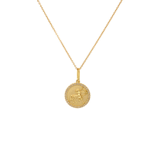 Sagittarius Zodiac Diamond Pendant 18K Gold Necklace | Colette Jewelry