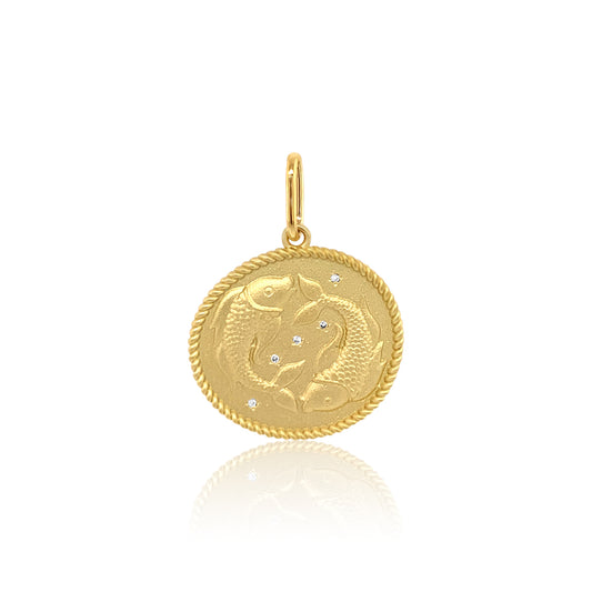 Double Sided Zodiac Charm 18K Gold Colette Jewelry