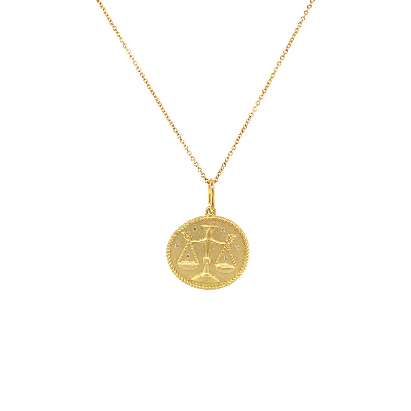 Libra Zodiac Double-Sided Pendant 18K Gold Diamond Necklace | Colette Jewelry