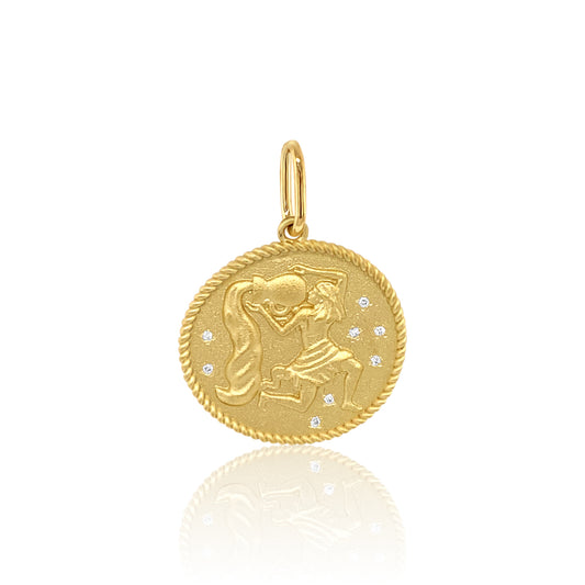 Double Sided Zodiac Charm 18K Gold | Colette Jewelry