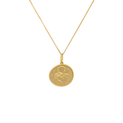 Scorpio Double-Sided Zodiac Pendant in 18K Gold with diamond — Colette Jewelry