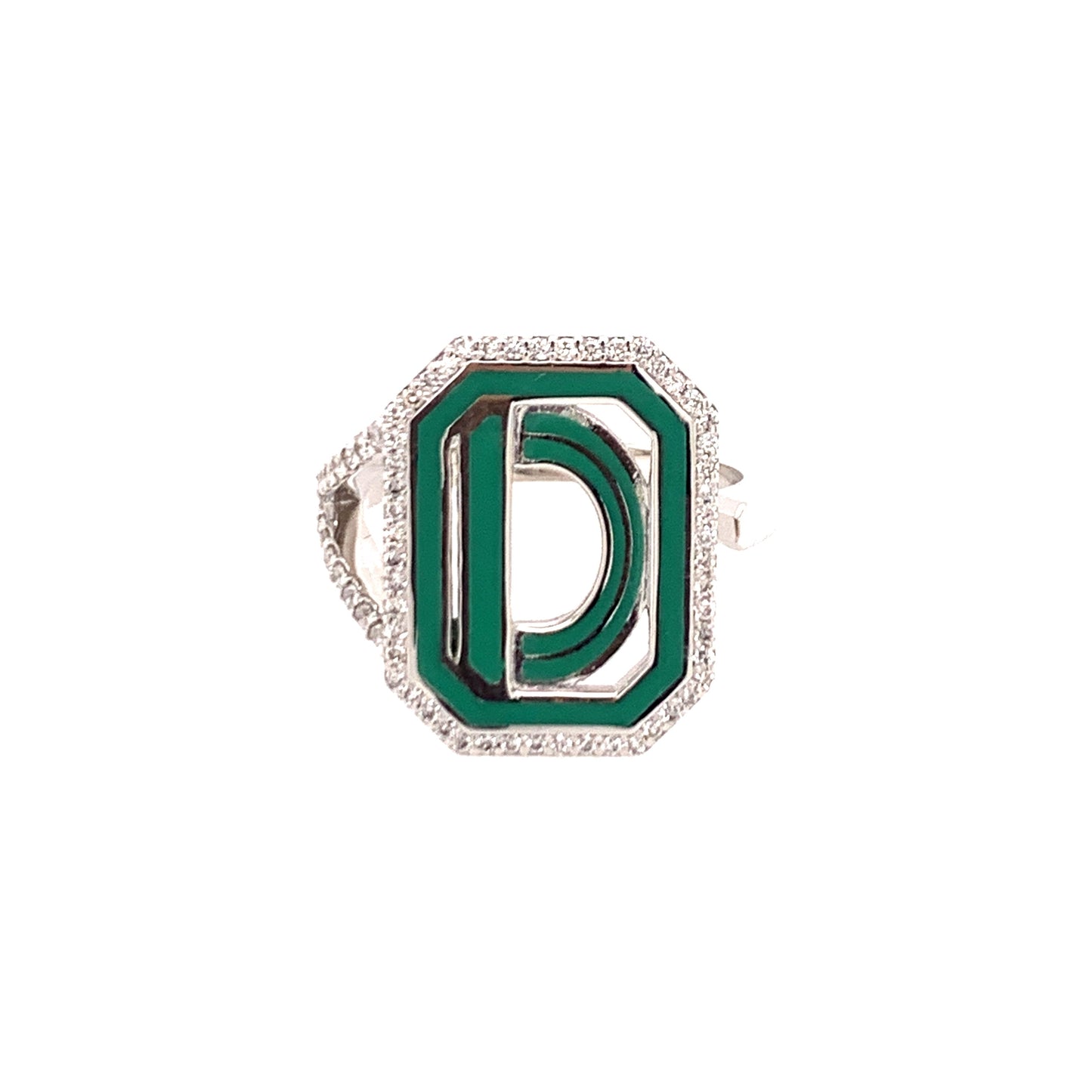Gatsby Initial Ring with Diamonds in 18K Gold – Fifteen Colors | Colette Jewelry