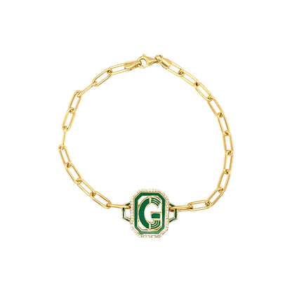 Gatsby Initial Bracelet in 18K Gold – Fifteen Colors — Colette Jewelry