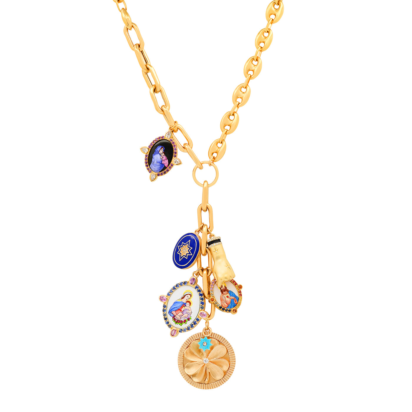 Full Protection Necklace – 18K Gold, Diamonds & Mixed Stones | Colette Jewelry