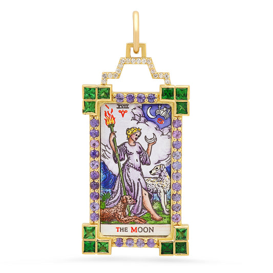 The Moon Tarot Charm 18K Gold Diamond Charm Colette Jewelry