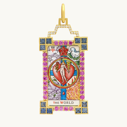 The World Tarot Charm in 18K yellow gold with white diamond — Colette Jewelry
