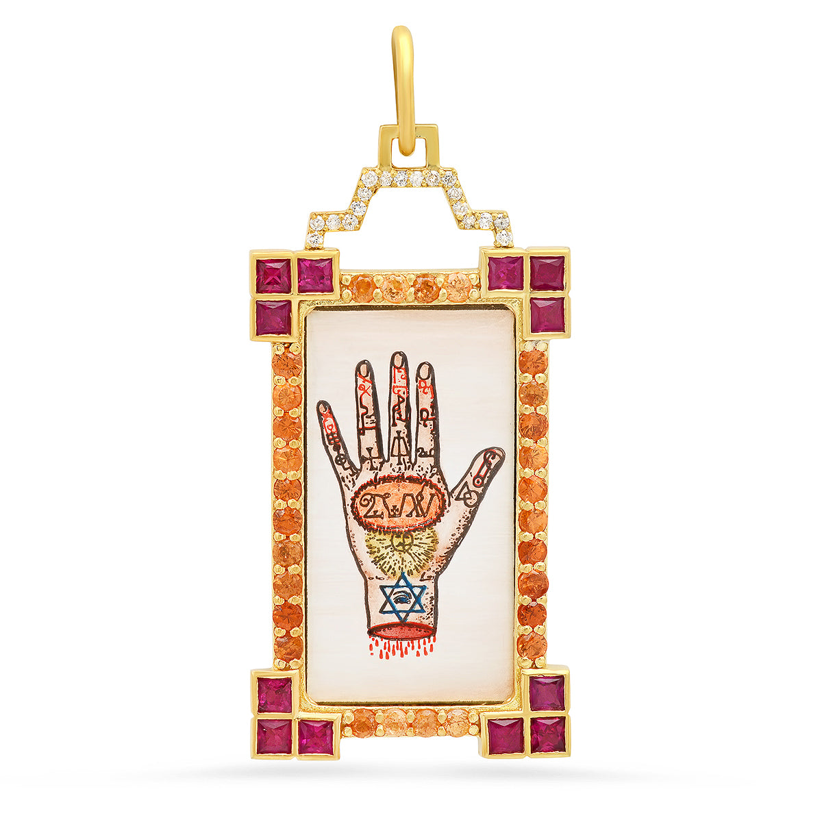 The Hand Tarot Charm 18K Gold Diamond Stud Colette Jewelry