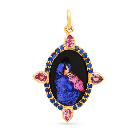 Mother and Baby Medium Medal 18K Gold Charm — Colette Jewelry