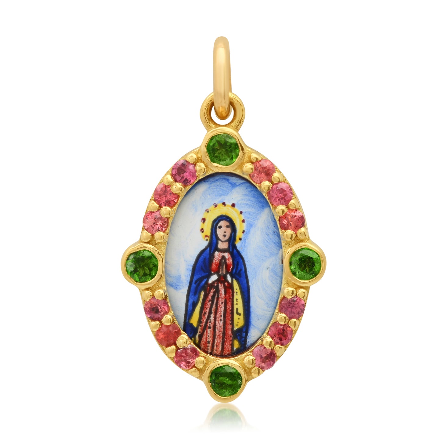 Blessed Virgin Mary Mini Medal Charm 18K Gold | Santos y Cielos | Colette Jewelry