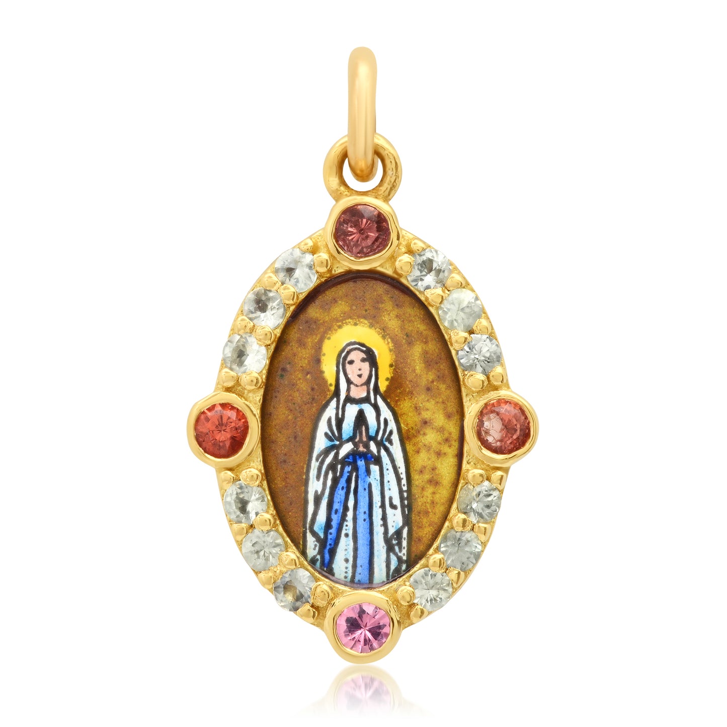 Blessed Virgin Mary Mini Medal Charm 18K Gold | Colette Jewelry