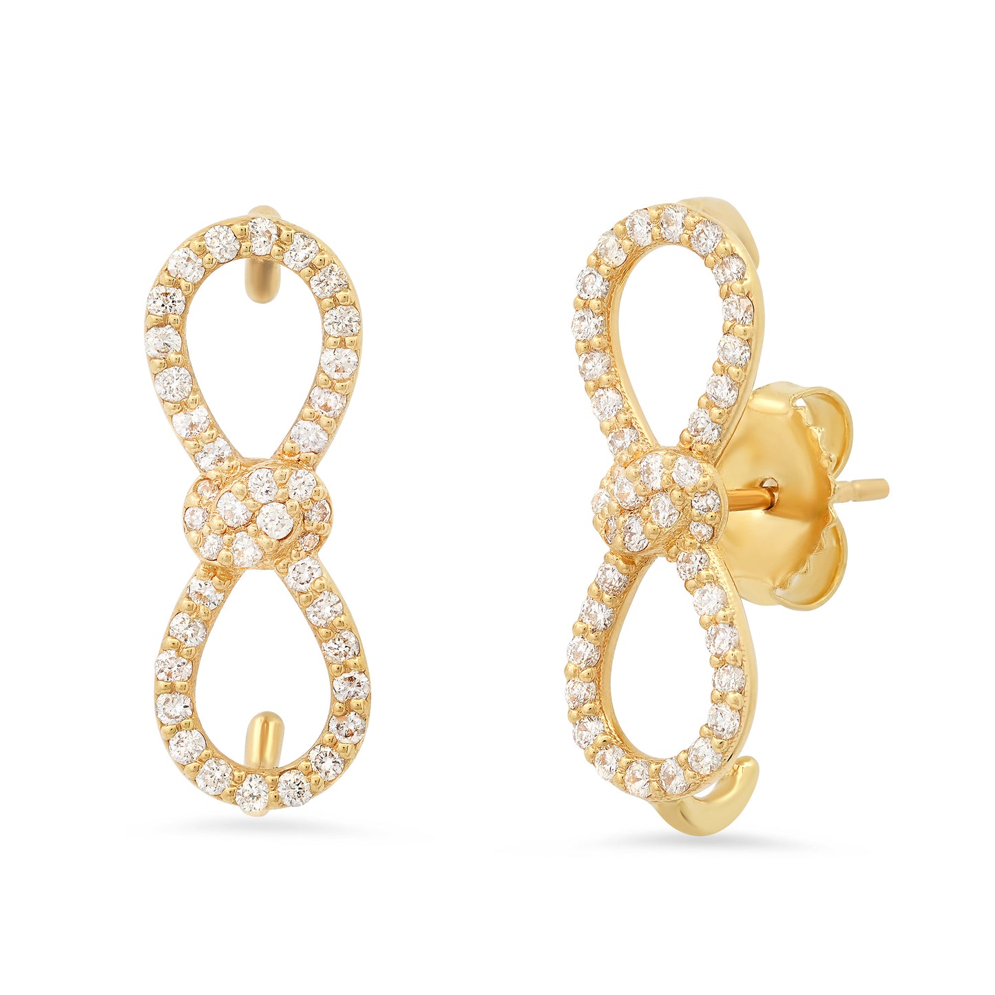Toi et Moi Full Pavé Diamond Stud Earrings in 18K Gold | Colette Jewelry