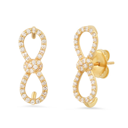 Toi et Moi Full Pavé Stud Earrings in 18K gold with white diamond — Colette Jewelry