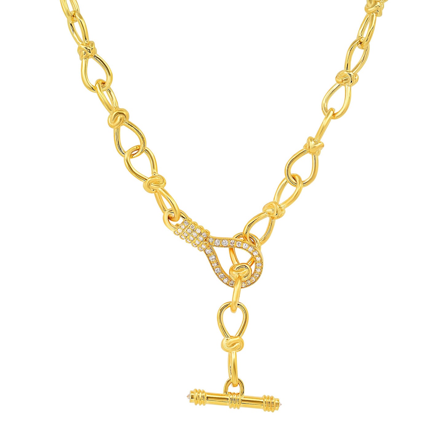 Toi et Moi T-Bar Necklace in 18K Gold | Colette Jewelry