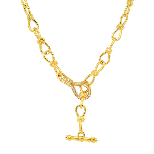Toi et Moi T-Bar Necklace in 18K Gold | Colette Jewelry