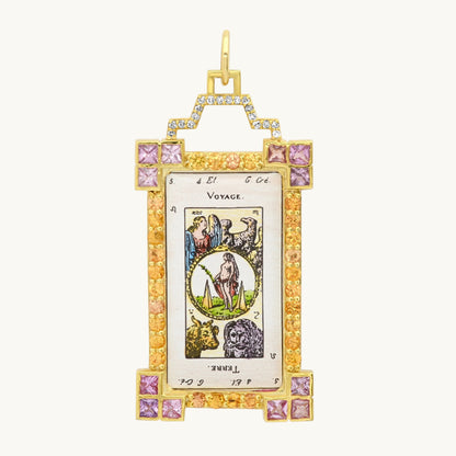Le Voyage Tarot Charm in 18K yellow gold with white diamond — Colette Jewelry