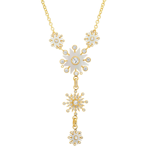 White Comète Necklace — 18K Rose Gold & Diamond Necklace | Colette Jewelry