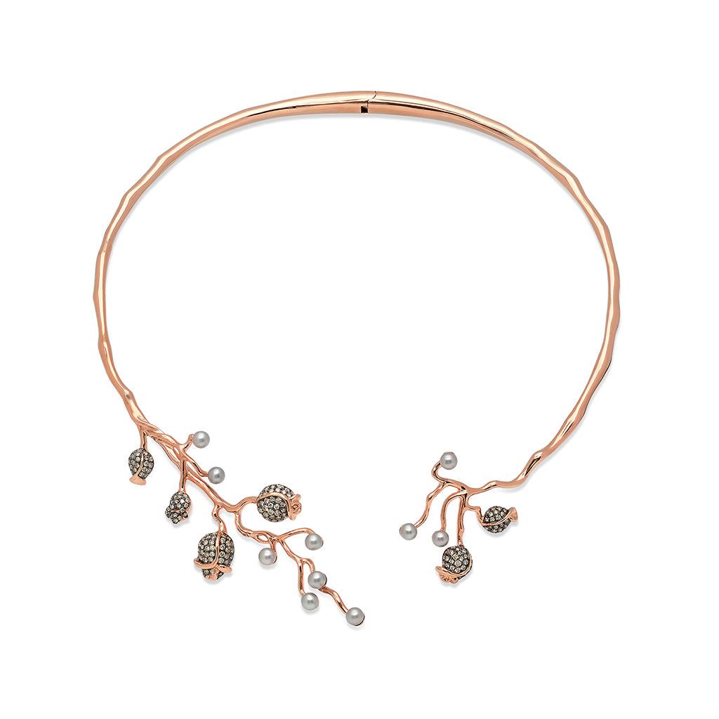 Pink Cirsium Collar Necklace | 18K Gold & Pink Sapphires | Colette Jewelry