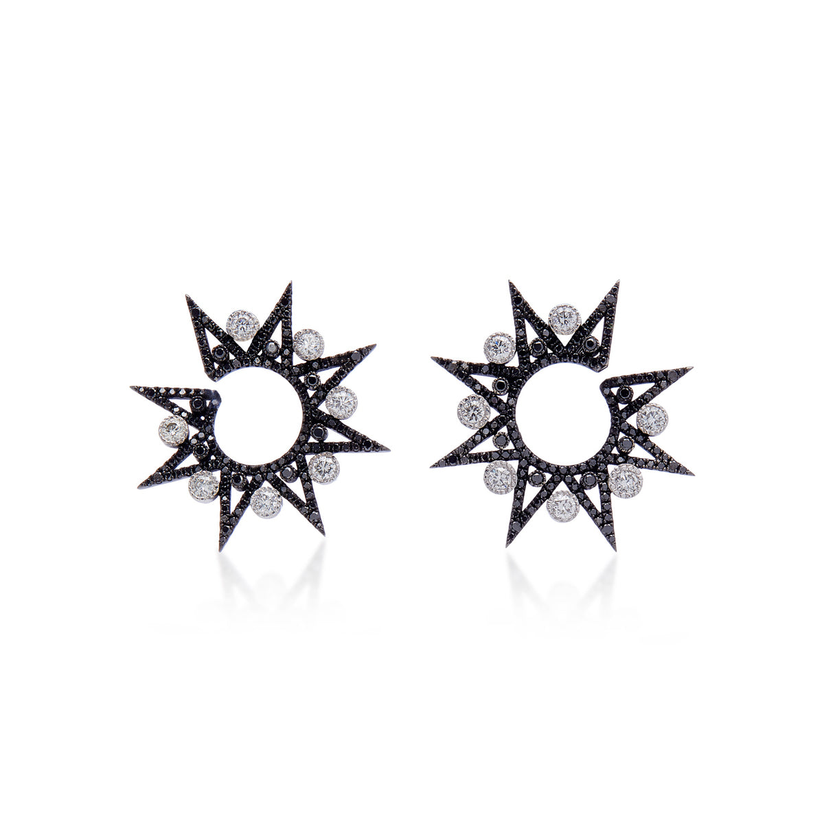 Lyra Black Stud Earrings in 18K Gold & Black Diamonds — Colette Jewelry