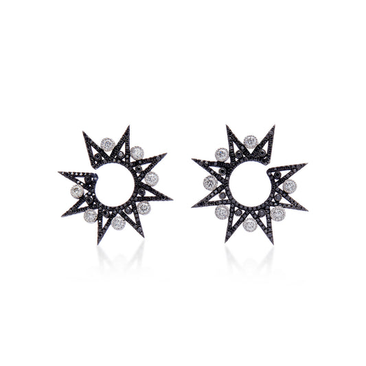 Lyra Black Stud Earrings in 18K Gold & Black Diamonds — Colette Jewelry