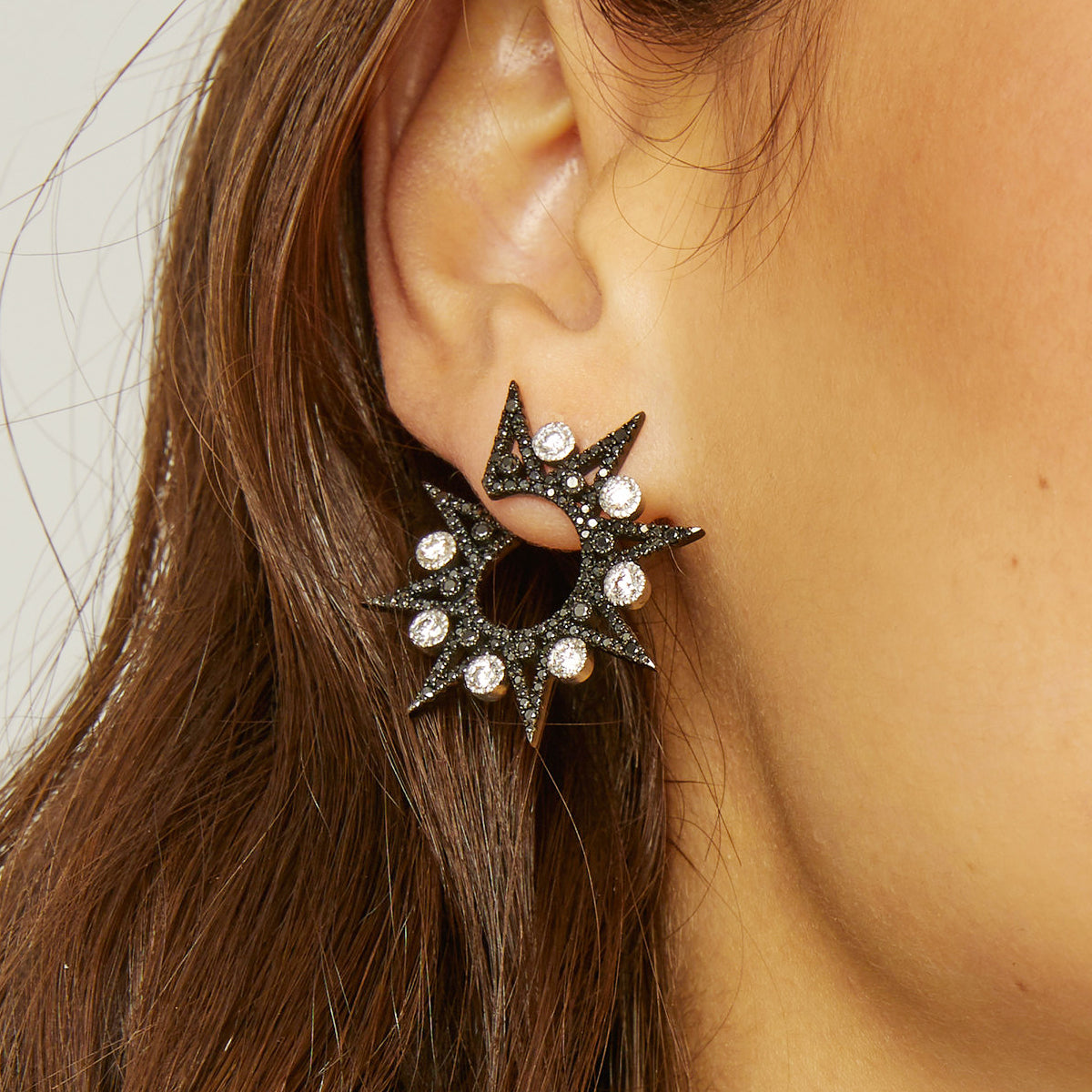 Lyra Black Stud Earrings in 18K Gold & Black Diamonds — Colette Jewelry