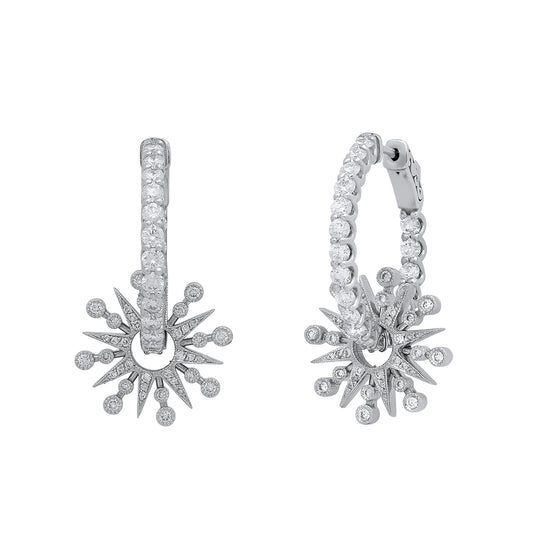 Star Hoop Earrings Three Colors 18K Gold Diamond & Gemstone Colette Jewelry