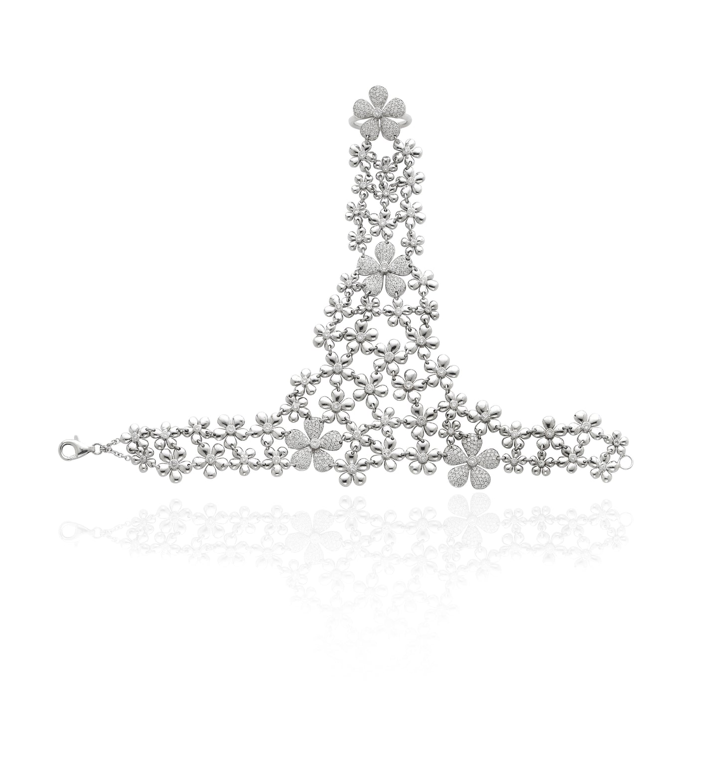 Las Flores Hand Installation Bracelet 18K Gold Diamond Colette Jewelry