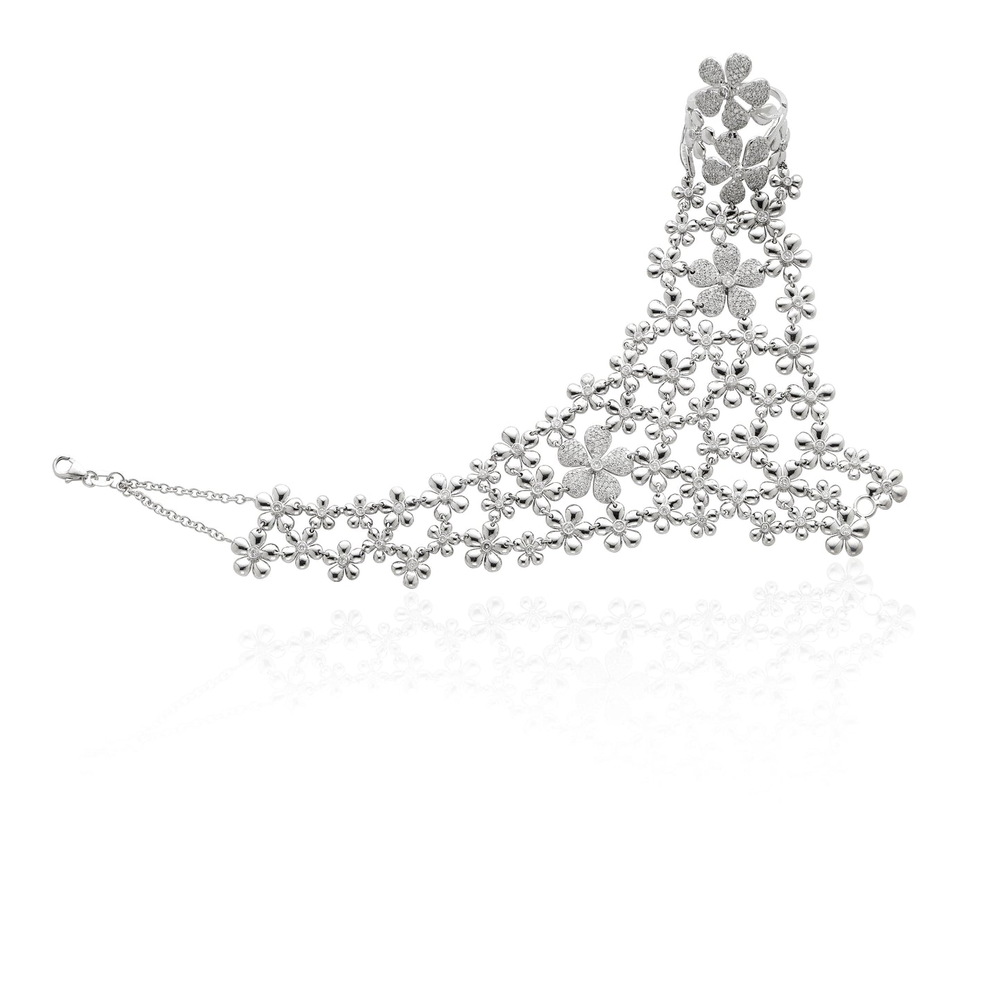 Las Flores Hand Installation Bracelet 18K Gold Diamond Colette Jewelry