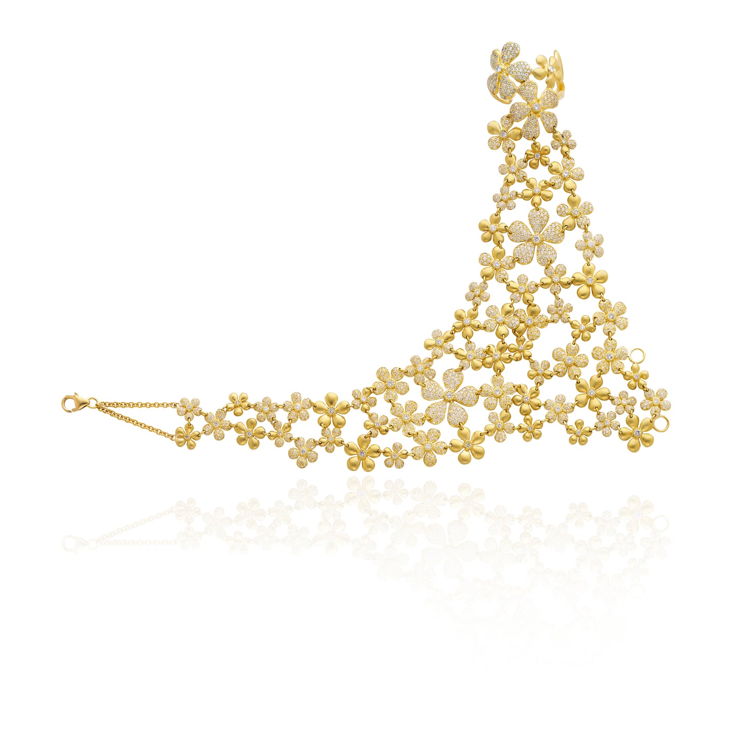 Las Flores Hand Installation Bracelet 18K Gold Diamond Colette Jewelry