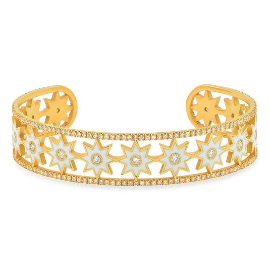 White Twinkle Star Cuff Bracelet in 18K Gold with Diamonds — Colette Jewelry