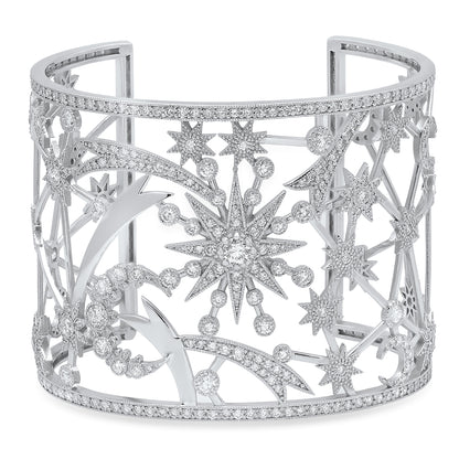 Star Cuff Bracelet in 18K gold with white diamond — Galaxia collection — Colette Jewelry