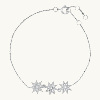 Three Star Bracelet in 18K gold with white diamond — Galaxia collection — Colette Jewelry