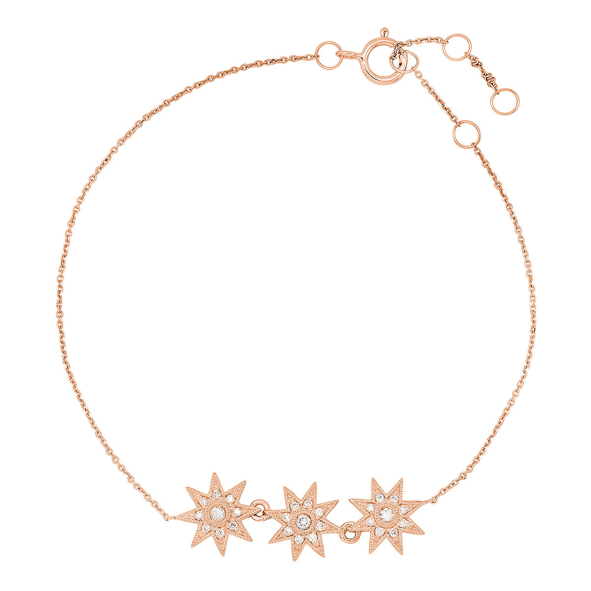 Three Star Bracelet Three Colors 18K Gold Diamonds Galaxia Colette Jewelry