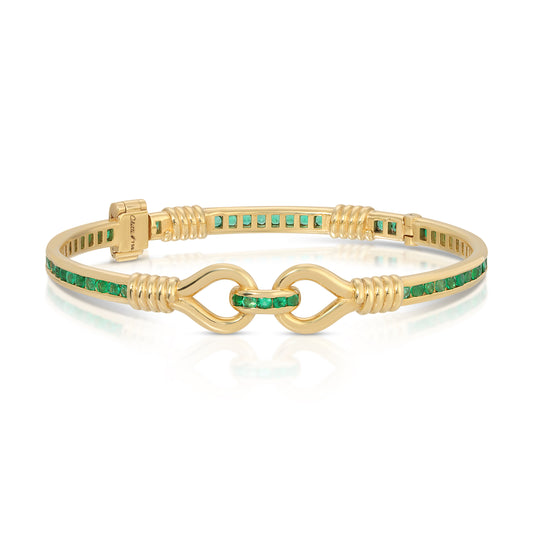 Toi et Moi Double-Knot Bracelet in 18K Rose Gold with Emerald | Colette Jewelry