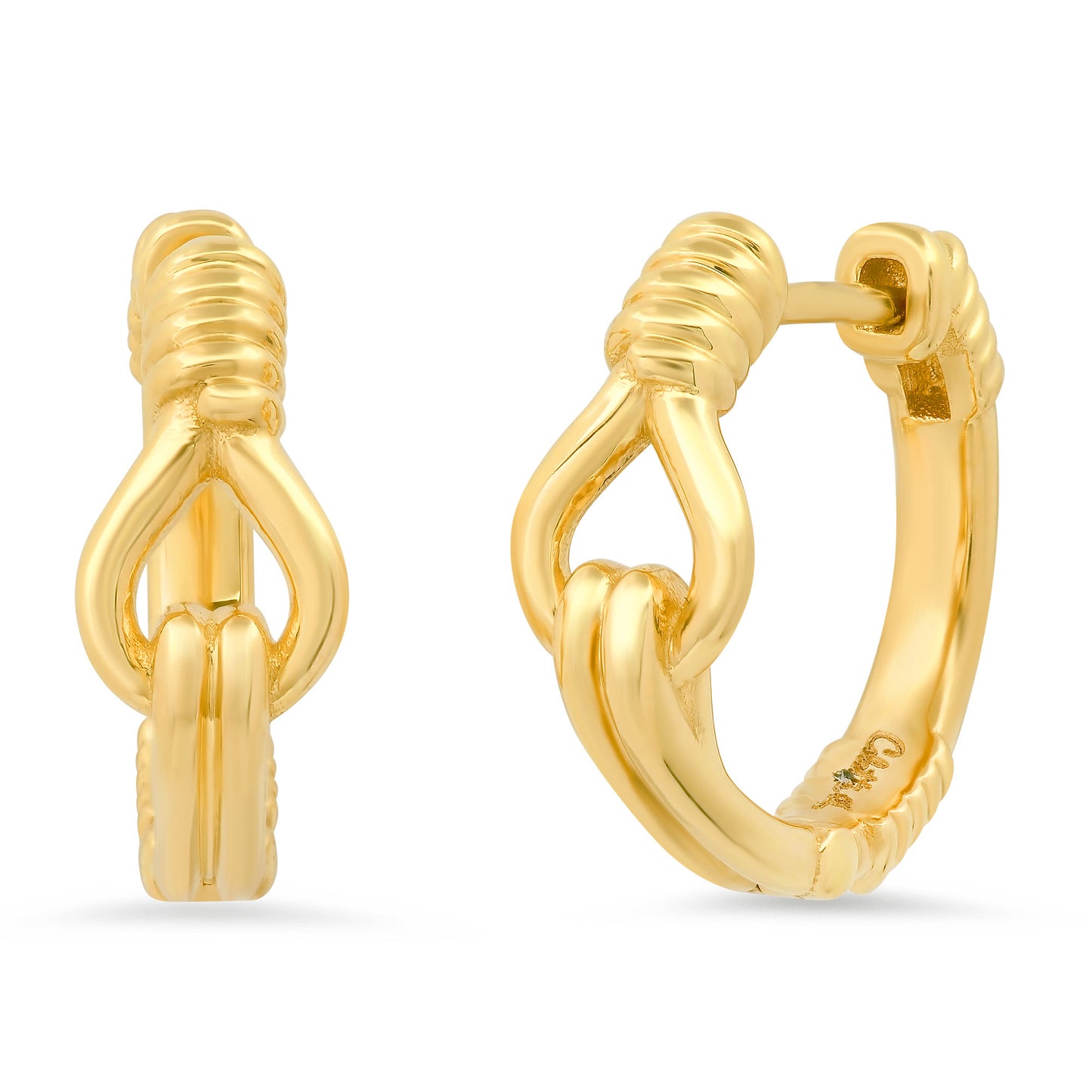 Toi et Moi Mini Hoops – 18K Gold Diamond & Pearl Earrings | Colette Jewelry
