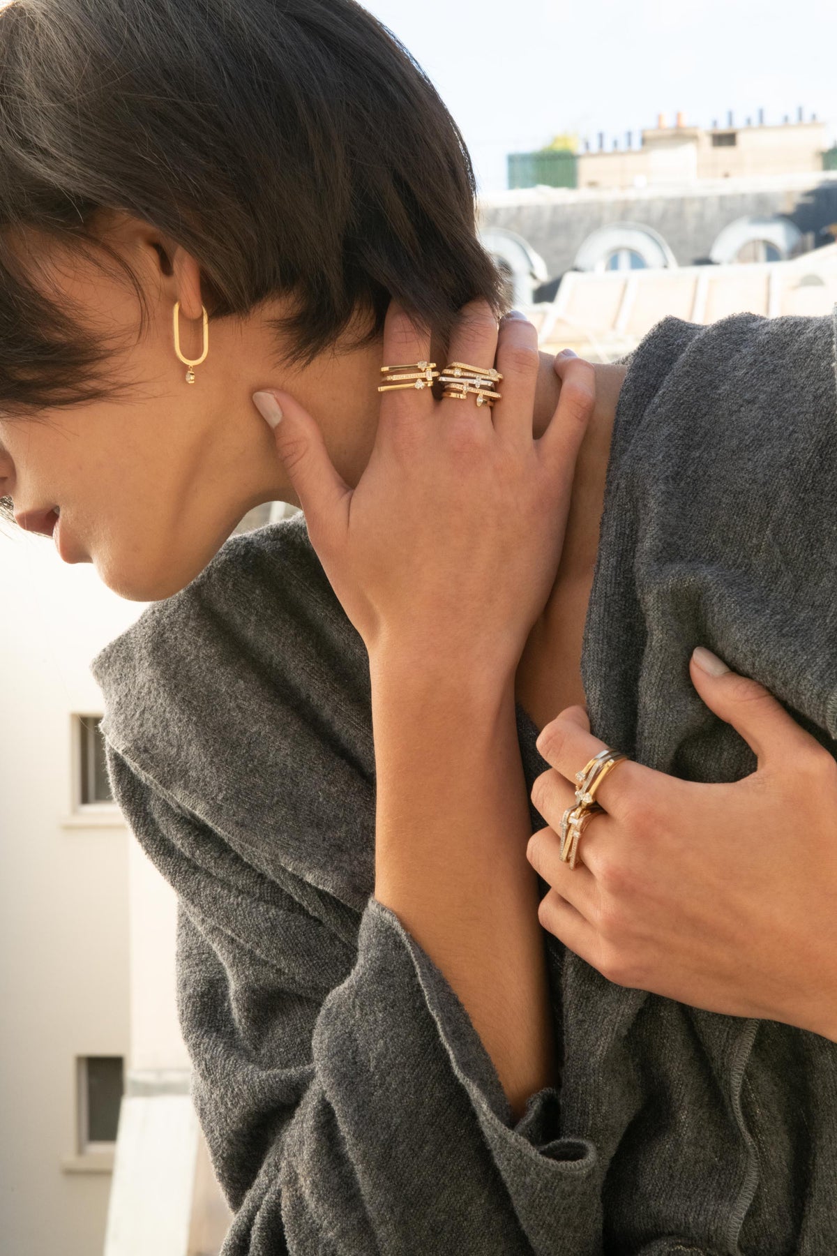 Large Maasai Hoop Earring with Princess Cut White Diamond — Colette Jewelry