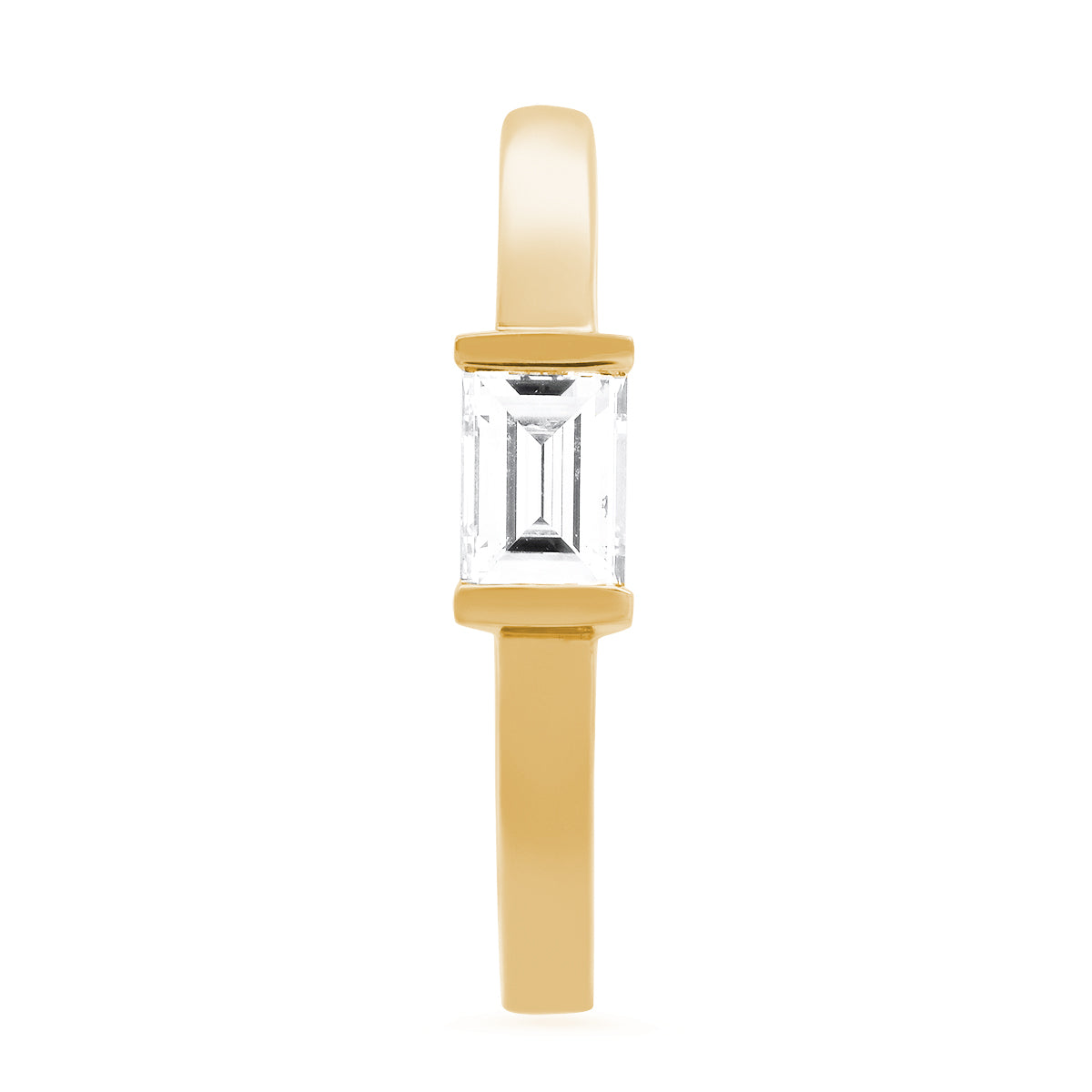 Medium Maasai Hoop with Baguette White Diamond Three Colors 18K Gold — Colette Jewelry