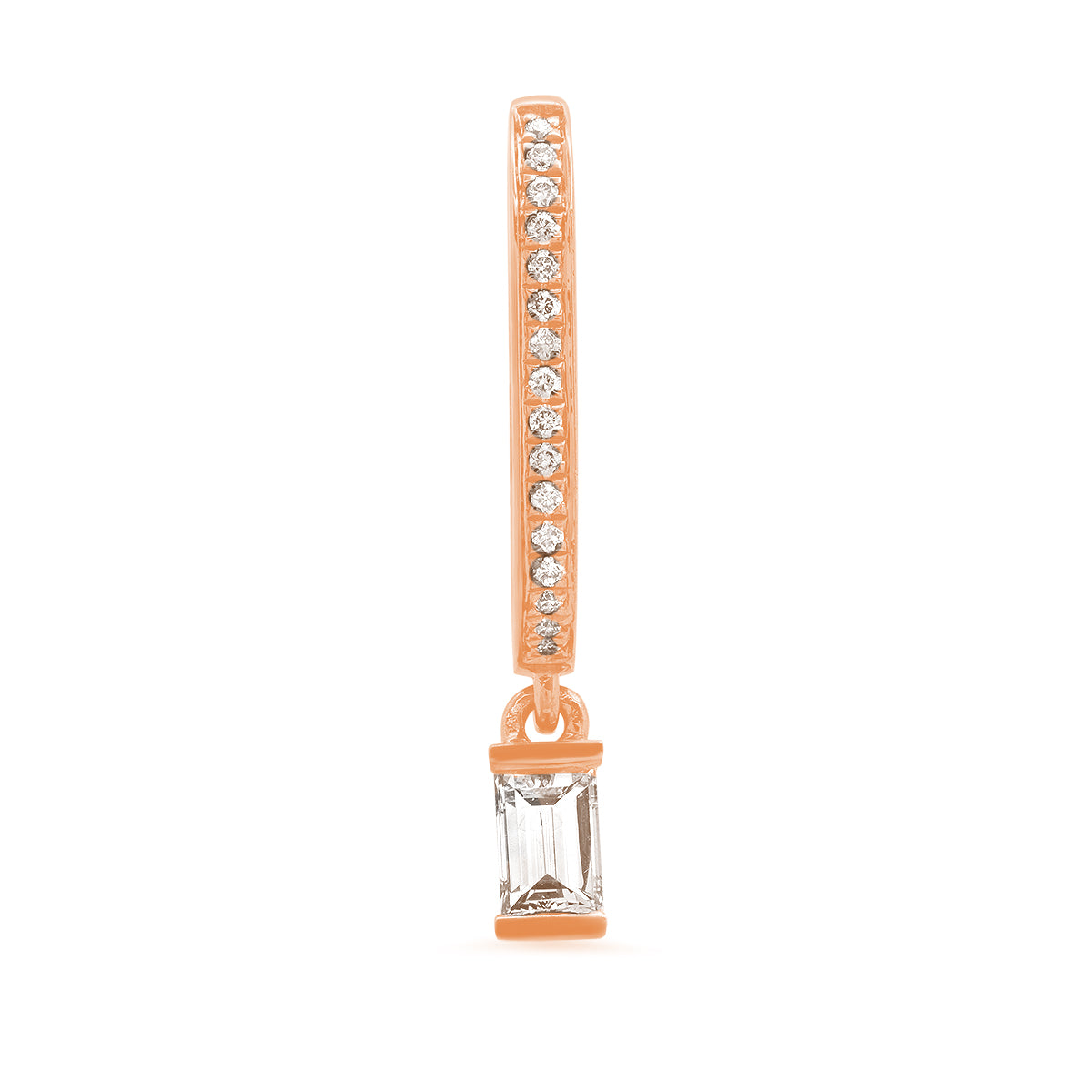 Large Maasai Hoop with Baguette Drop White Diamond Earrings in 18K gold — Colette Jewelry