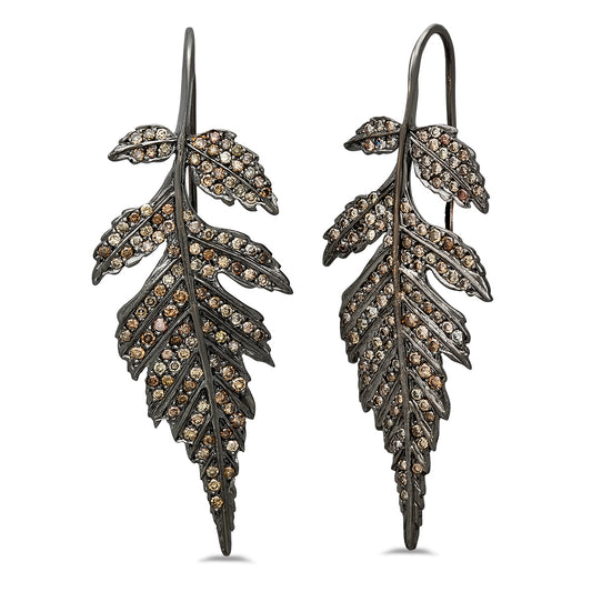 Grande Feuille Stud Earrings in 18K Gold with diamond — Colette Jewelry