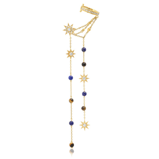 Glow Star and Chain Earring in 18K Rose Gold with diamond — Colette Jewelry