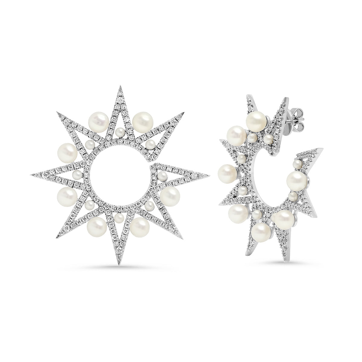 Lyra White Stud Earrings | 18K Gold & Diamonds | Colette Jewelry