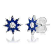 Classic Enamel Studs | 18K White Gold & Diamonds | Galaxia | Colette Jewelry