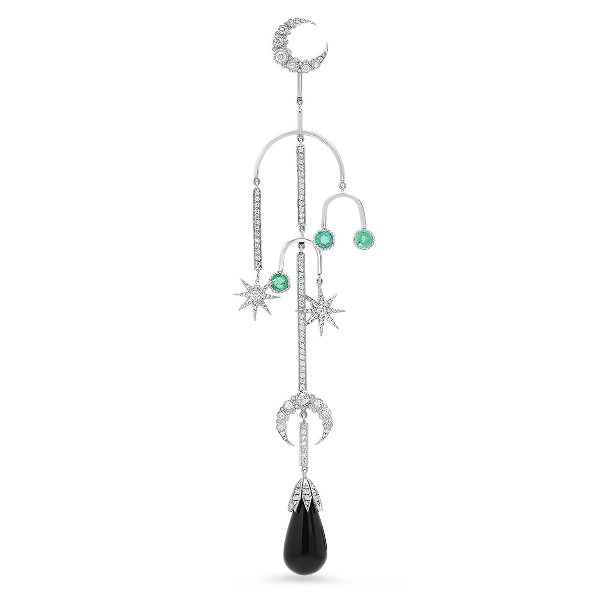 Mobile Moon Stud Earring in 18K Gold with diamond — Colette Jewelry