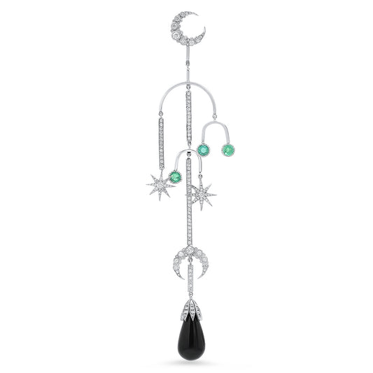Mobile Moon Stud Earring in 18K Gold with diamond — Colette Jewelry
