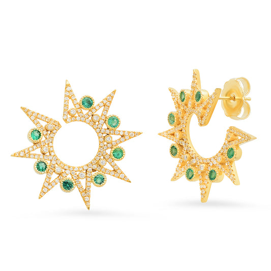 Lyra Emerald Stud Earrings in 18K Gold — Colette Jewelry