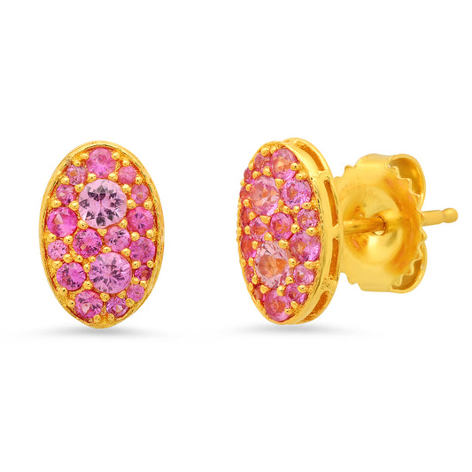 Petit Cluster Stud Earrings Pink Sapphire 18K Gold | Colette Jewelry