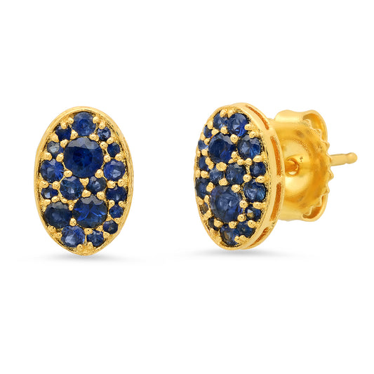 Petit Cluster Studs Blue Sapphire | 18K Gold Earrings | Colette Jewelry