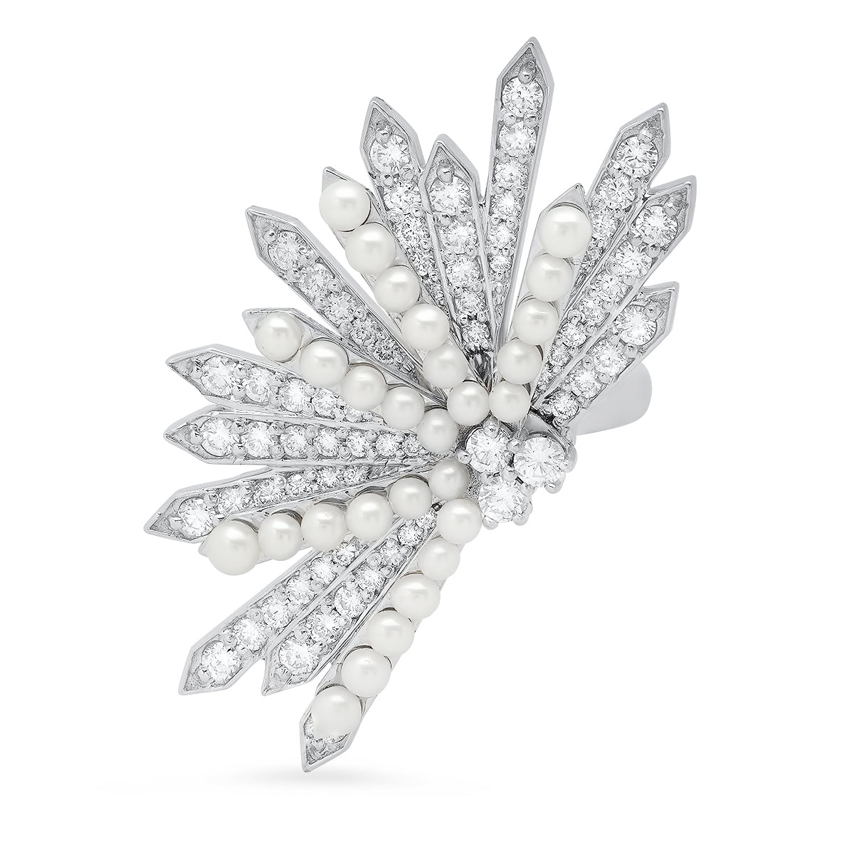 Penacho White Cocktail Ring | Diamonds & Pearls | 18K Gold | Colette Jewelry
