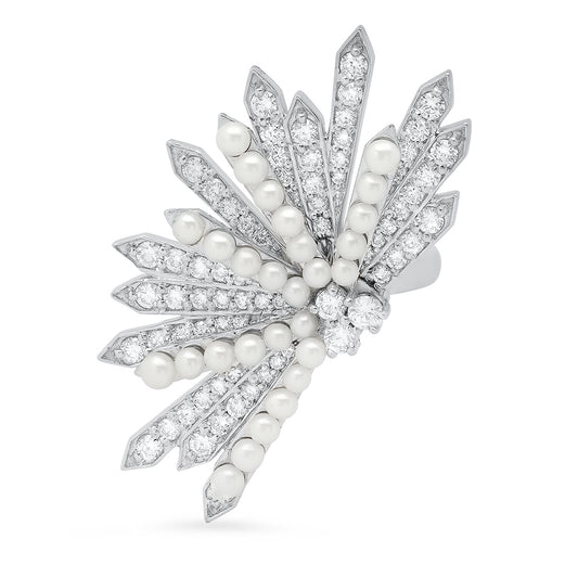 Penacho White Cocktail Ring | Diamonds & Pearls | 18K Gold | Colette Jewelry