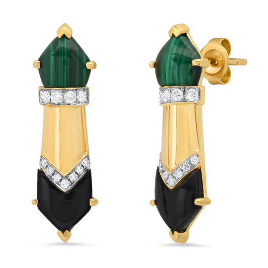 Penacho Classics Studs Malachite & Onyx 18K Gold | Colette Jewelry